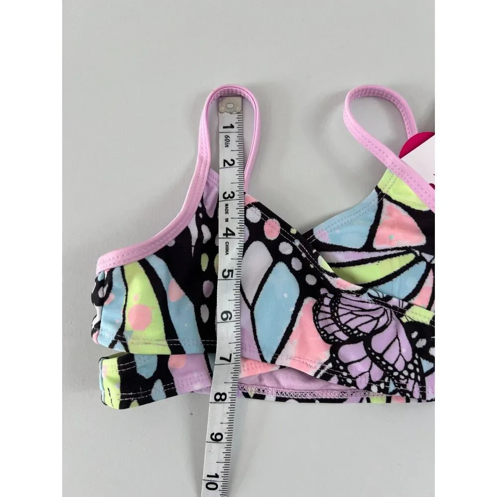 Justice Girls Wrap Bikini Top Pink Multicolor Size XS - New With Tags